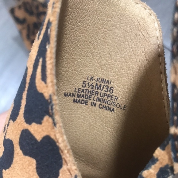 Lucky Brand “LK-JUNAI” Leopard Print stacked Heel Peep Toe Heels size 5.5 - Picture 6 of 9